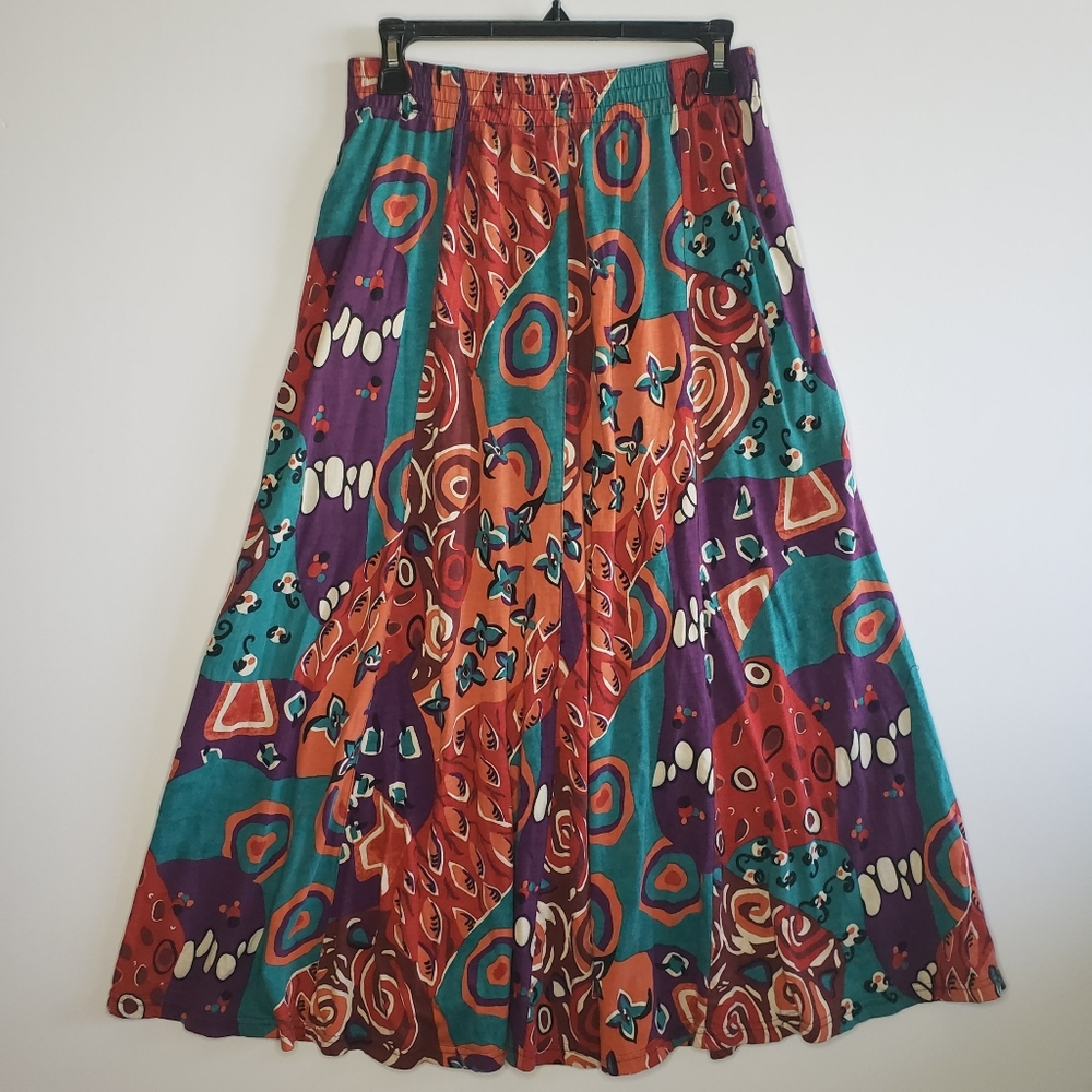 Floral Broomstick Midi Maxi Skirt Gypsy Hippie Boho sz S Rare 80s Vtg Hong Kong